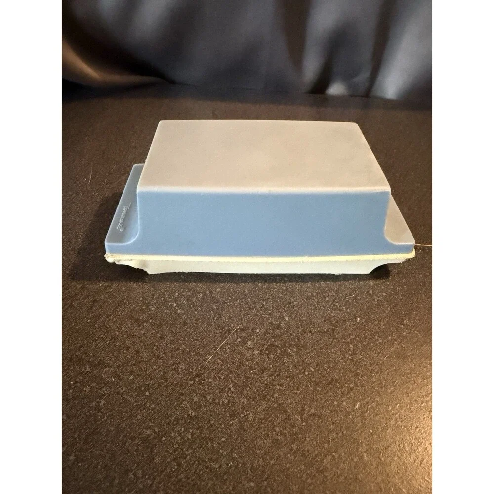 Vintage Tupperware Butter Dish Covered Container Blue & White Cottagecore Twee